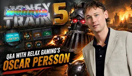 Tampilan visual karakter dan rel kereta dalam permainan slot Money Train 5