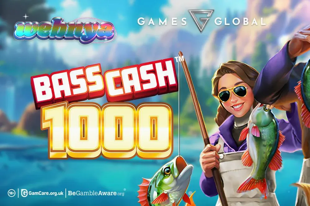 Tampilan visual slot Bass Cash 1000 dengan elemen bertema memancing yang cerah.